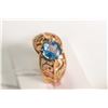 Image 1 : New old stock 10kt black hills gold and round cut blue topaz gemstone ring