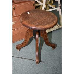 Antique quarter cut oak swivel stool