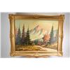 Image 1 : Gilt framed oil on canvas painting of a mountainscape by artist. C.Marra, 18 "X 24"