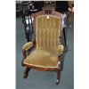 Image 1 : Antique Eastlake platform rocker with button tufted upholstery and open arms