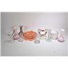Image 1 : Selection of vintage and antique glass including Carnival bowl with peacock panels, cased glass vase