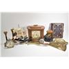 Image 1 : Tray lot of vintage collectibles including quartz mantle clock, Westclox "America" alarm clock, work