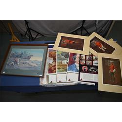 Selection of unframed RCMP related posters and prints including folio from Winchester Canada "Winche