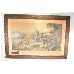 Antique framed pencil drawing after Deer in Woburn Park originally by artist Sir Edwin Landser. R.A.