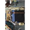 Image 2 : Two vintage chairs including open arm rocker and side chair plus a vintage cast bridge lamp