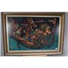 Image 4 : Four framed pictures including batik original and as large framed fantasy airship "The Last Voyage"