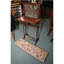 Interest Georgian mahogany draft screen with flip up wine tray and needlework adjustable panel plus 