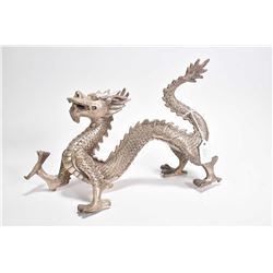 White metal Oriental dragon 9 1/2" in length