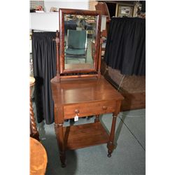 Small single door washstand/vanity with swivel mirror