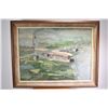 Image 1 : Framed acrylic on board painting of a Royal Canadian Air force airplane in flight by artist J. Findl