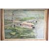 Image 2 : Framed acrylic on board painting of a Royal Canadian Air force airplane in flight by artist J. Findl