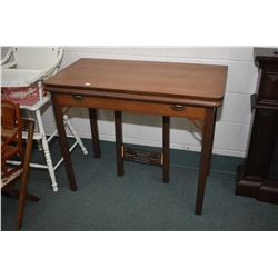 Mid 20th century pull out dining table with fold over top, note fold over top hinges missing and no 