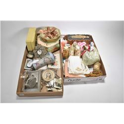 Two tray lots of assorted ephemera and collectibles including Queen Victoria portrait, illustrated c