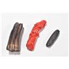 Image 1 : Selection of interesting collectibles including a red coral "dragon" pendant, a horn stamp and an as