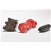 Image 2 : Selection of interesting collectibles including a red coral "dragon" pendant, a horn stamp and an as