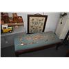 Image 1 : Oak framed needlepoint draft screen and a needlepoint upholstered fireside bench with cabriole suppo