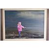 Image 2 : Framed oil on canvas painting of a little girl fishing, signed by artist M. J. Miller 2001, 12" X 16