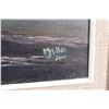 Image 3 : Framed oil on canvas painting of a little girl fishing, signed by artist M. J. Miller 2001, 12" X 16