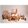 Image 1 : Selection of hand carved wooden figures including Pronghorn Antelope by artist Bill Litzenburger 14"