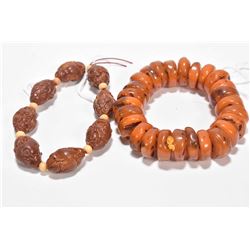 Beeswax bracelet and a "Seeds of Laughing Buddha" bracelet