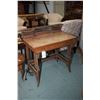 Image 1 : Quarter cut oak Mission style desk with wicker base and galley