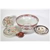 Image 1 : Tray lot of Oriental porcelain including hand painted center bowl 11" in diameter, note edge has bee