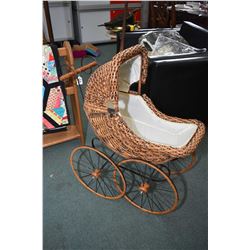 Reproduction Victoria style wicker doll's pram