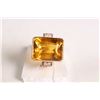 Image 1 : 14kt yellow gold and coloured glass gemstone ring, set with .12ct of round accent diamonds and emera