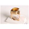 Image 2 : 14kt yellow gold and coloured glass gemstone ring, set with .12ct of round accent diamonds and emera