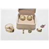 Image 1 : Selection of gold jewellery including earrings, 10kt gold ring set with gemstone (note missing one s
