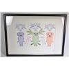 Image 3 : Two original coloured pen and pencil drawings including two stylized birds signed in syllabic ( Ikaj