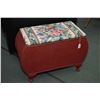 Image 1 : Vintage Lloyd loom hamper with tapestry upholstered top and cabriole feet