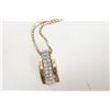 Image 1 : 14kt yellow gold 18" box chain and a 10kt yellow and white gold pendant set with diamond like stones