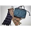 Image 1 : Burberry lined nylon zippered shopping bag and two Burberry wool scarves