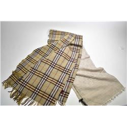 Gucci monogrammed wool and silk shawl plus two Louis Quartorze wool and cashmere scarves, note one m