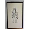 Image 3 : Two Haida themed original pencil drawings including figure in ceremonial dress 20" X 12" and totems 