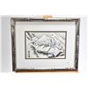 Image 1 : Two simulated bamboo framed Oriental pictures, both featuring Japan in the winter, one signed, each 