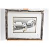 Image 2 : Two simulated bamboo framed Oriental pictures, both featuring Japan in the winter, one signed, each 