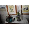 Image 1 : Selection of vintage and antique bottles including some with stopper and three oil lamps