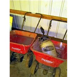 PAIR OF EARTHWAY EV-N-SPRED WALK BEHIND BROADCAST SPREADERS W/FLO-MASTER SPRAYER