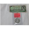 Image 1 : 1967 CANADIAN CENTENNIAL YEAR SILVER DOLLAR .800 SILVER PLUS 1967 PAPER CENTENNIAL DOLLAR