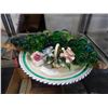 Image 1 : GREEN GLASS GRAPES, 2 CHINA FLORALS, AND PLATTER
