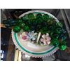 Image 2 : GREEN GLASS GRAPES, 2 CHINA FLORALS, AND PLATTER