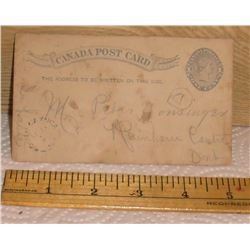 1889 Antique Canada PostCard One Cent print Rainbow Centre in Ontario - postcarte ancienne en 1889