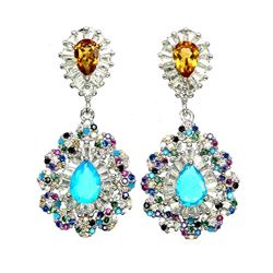 Natural Ethopian Blue Opal & Citrine Earrings