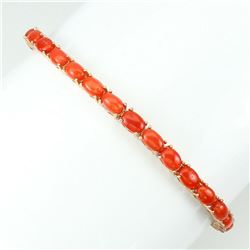 Natural Oval Orange Italian Coral Bracelet