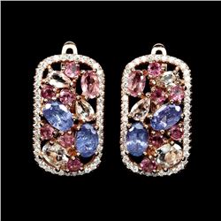 Natural Top Rich Pink Tourmaline & Tanzanite Earrings