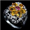 Image 1 : Natural Rhodolite Citrine & Sapphire Ring