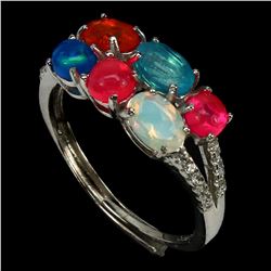 Natural Multi Color Opal Ring