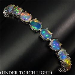 Natural Unheated White Opal Rainbow 94.36  Cts Bracelet